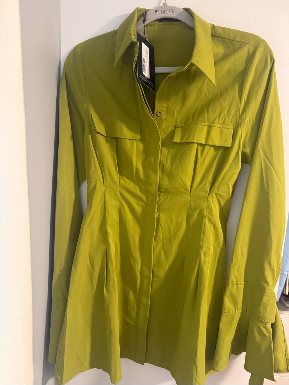 PrettyLittleThing Lime Green Button-Front Shirt Jacket